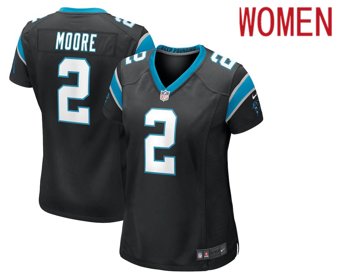 Women Carolina Panthers 2 DJ Moore Nike Black Game Player NFL Jersey